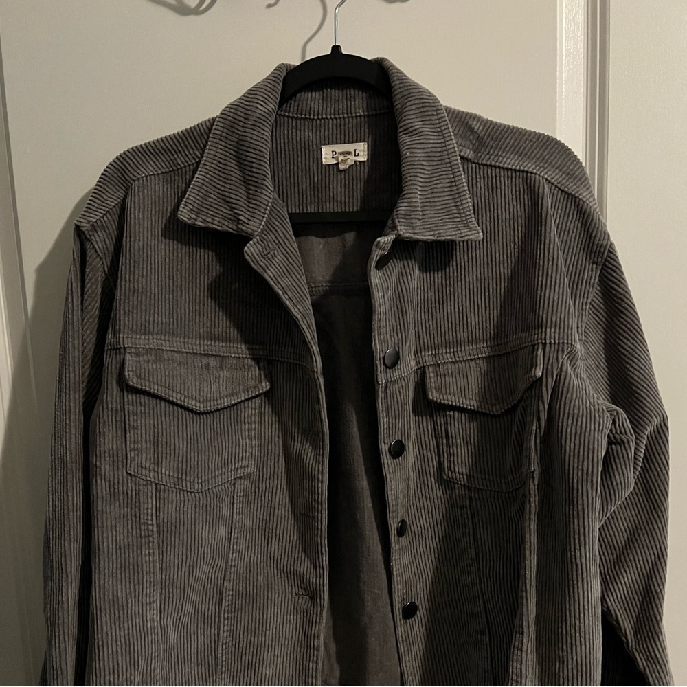 POL Charcoal Corduroy Shirt Jacket
